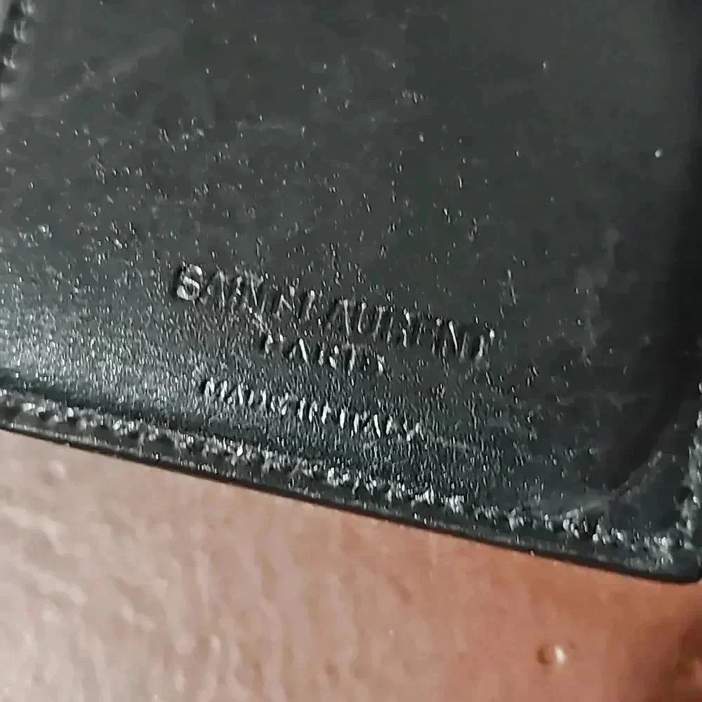 Saint Laurent Paris Credit Card Wallet Black Embossed Leather - Picture 6 of 12